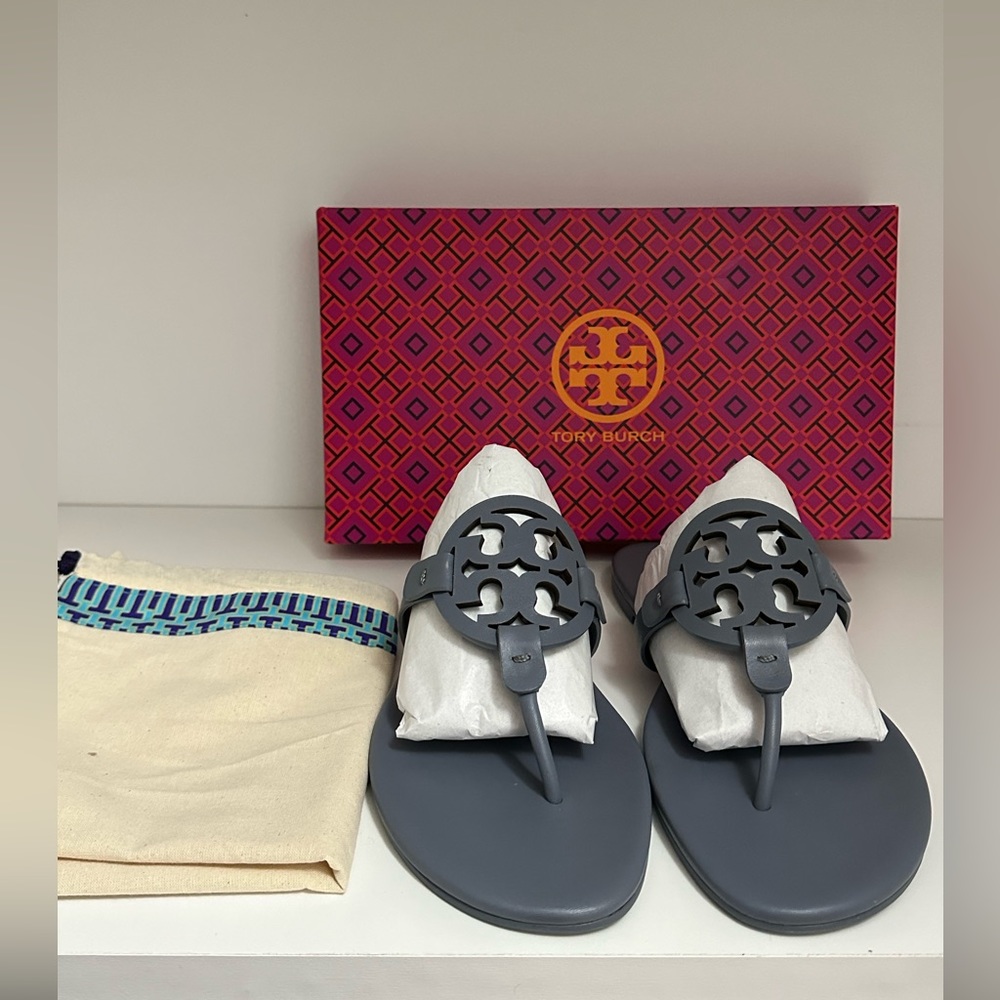 Tory Burch Miller Soft Sandal light blue sz 10 NIB